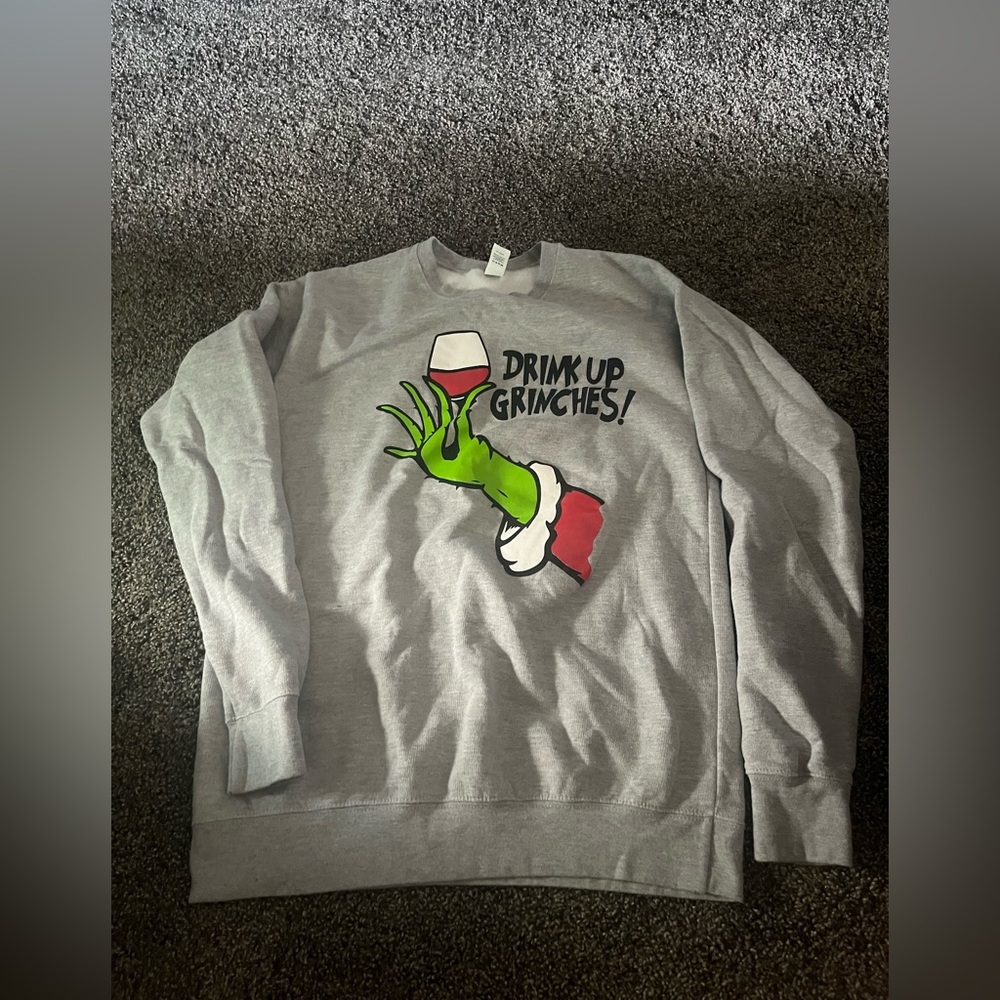 Tultex Gray Sweater with Grinch Graphic